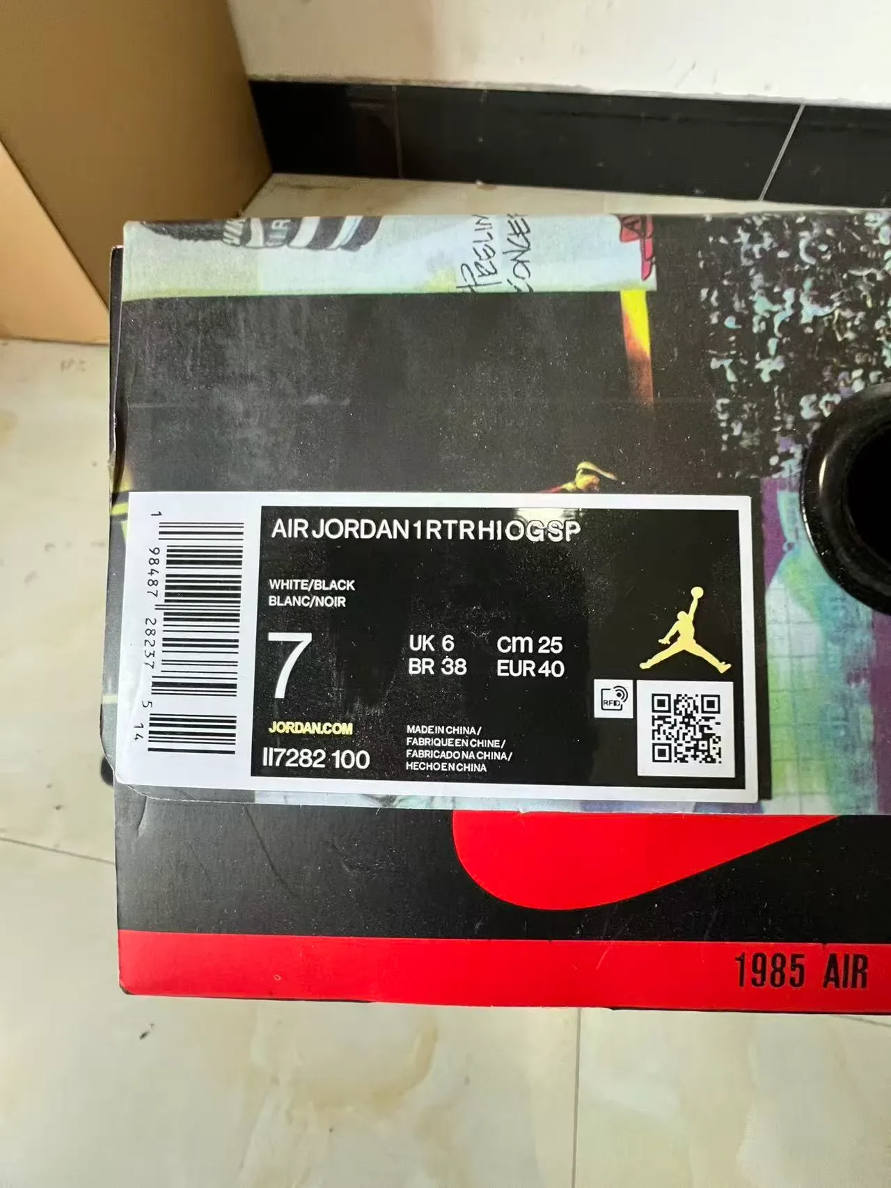 Air Jordan 1 Blanco y Negro Zapatillas de Baloncesto 10