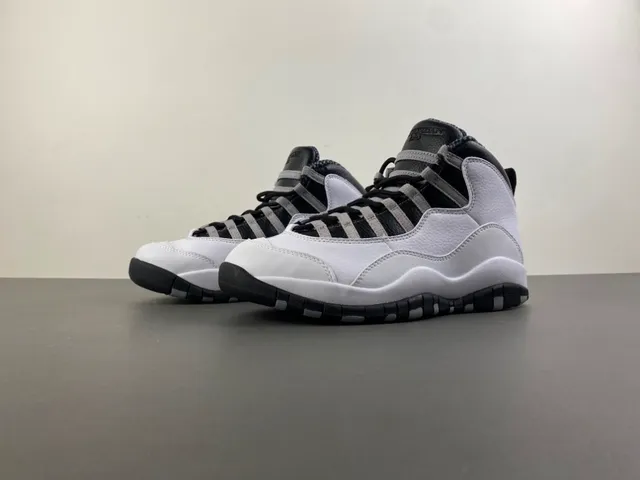 Air Jordan 10 White Black Gray Tênis de Basquete 9