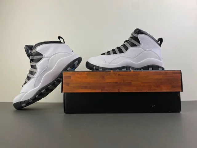 Air Jordan 10 White Black Gray Tênis de Basquete 14