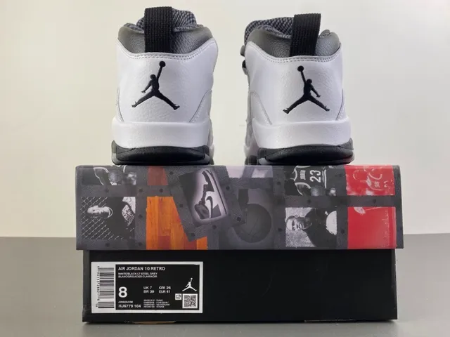 Air Jordan 10 White Black Gray Tênis de Basquete 17