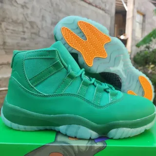 Air Jordan 11 Green and Orange Basketball Shoes