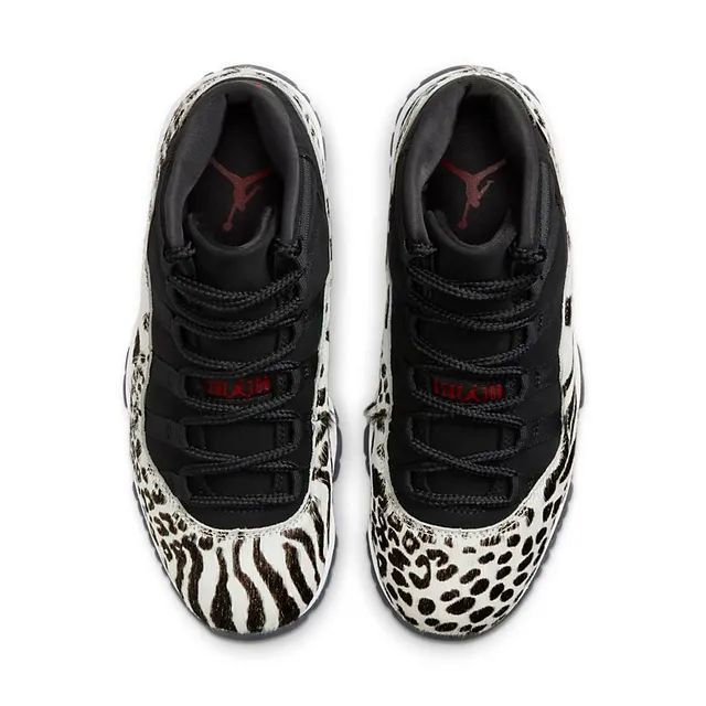 حذاء كرة السلة Air Jordan 11 بطبعة الفهد باللون الأسود والكريمي 4