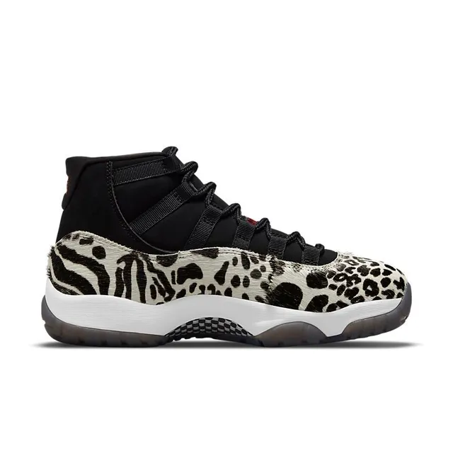 حذاء كرة السلة Air Jordan 11 بطبعة الفهد باللون الأسود والكريمي 5