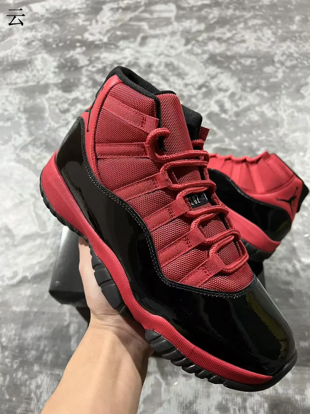 Air Jordan 11 Red Black High-Top Patent Leather Mudguard Basketball Shoes 2