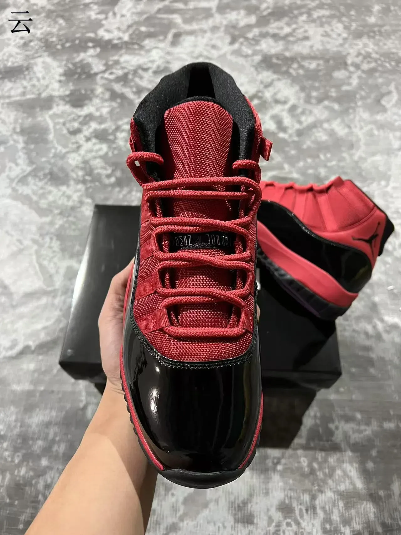 Air Jordan 11 Red Black High-Top Patent Leather Mudguard Basketball Shoes 3
