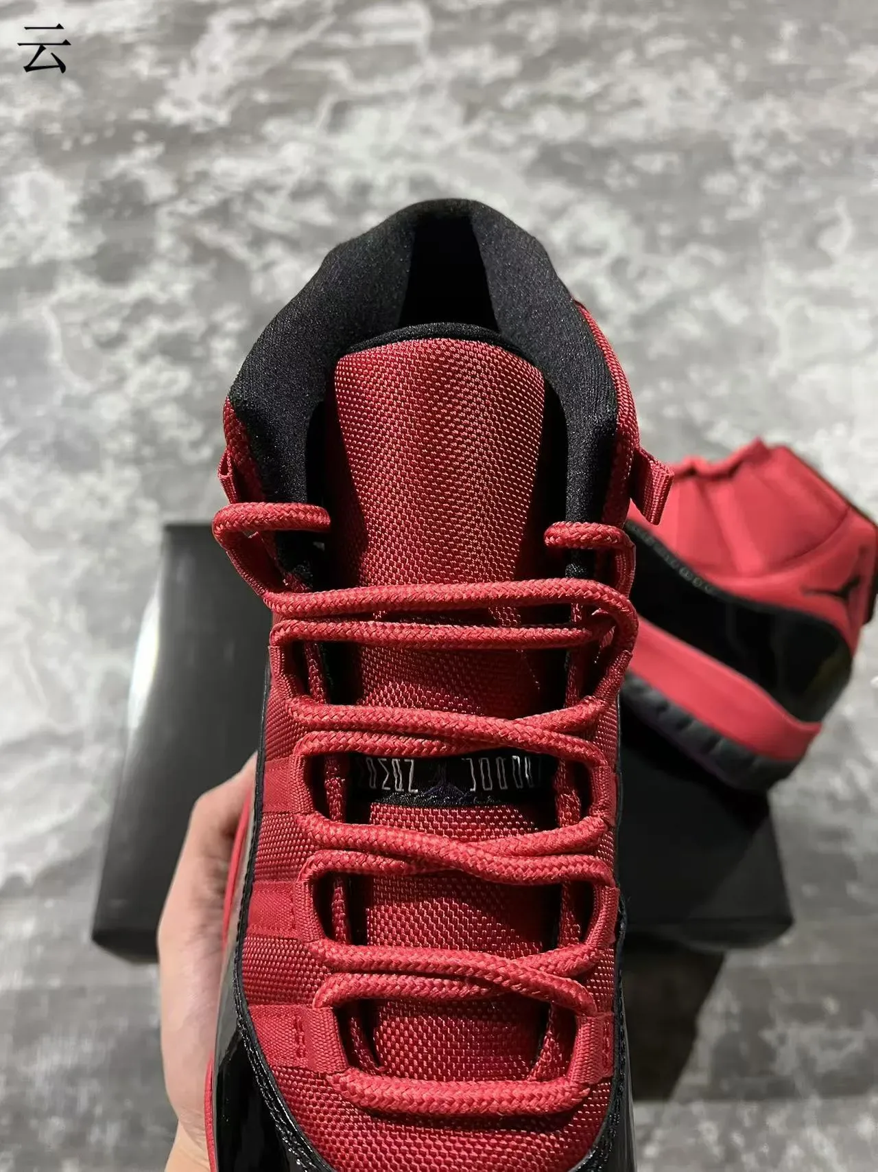 Air Jordan 11 Red Black High-Top Patent Leather Mudguard Basketball Shoes 4