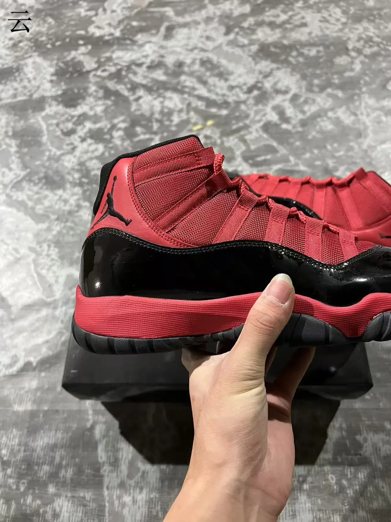 Air Jordan 11 Red Black High-Top Patent Leather Mudguard Basketball Shoes 7