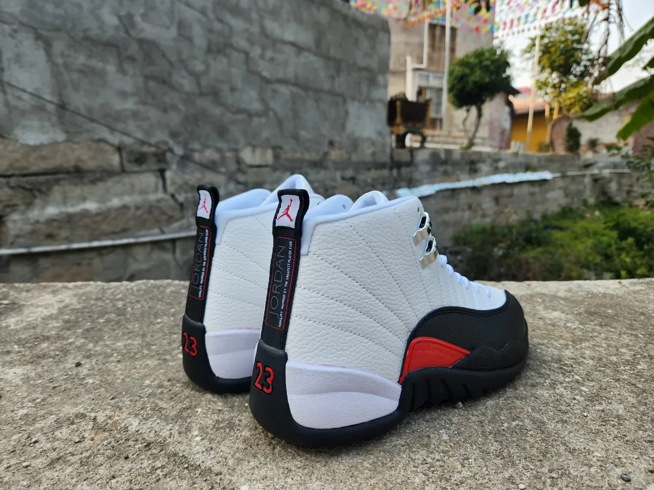 Air Jordan 12 White Black Red Basketball Shoes 5
