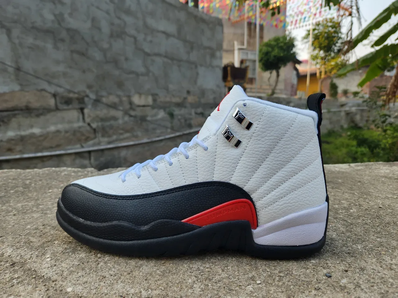 Air Jordan 12 White Black Red Basketball Shoes 6