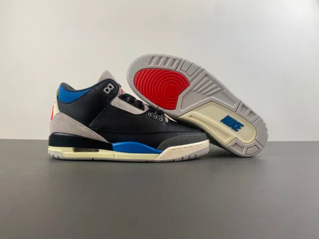 Air Jordan 3 أسود أزرق بيج أحذية كرة السلة 12