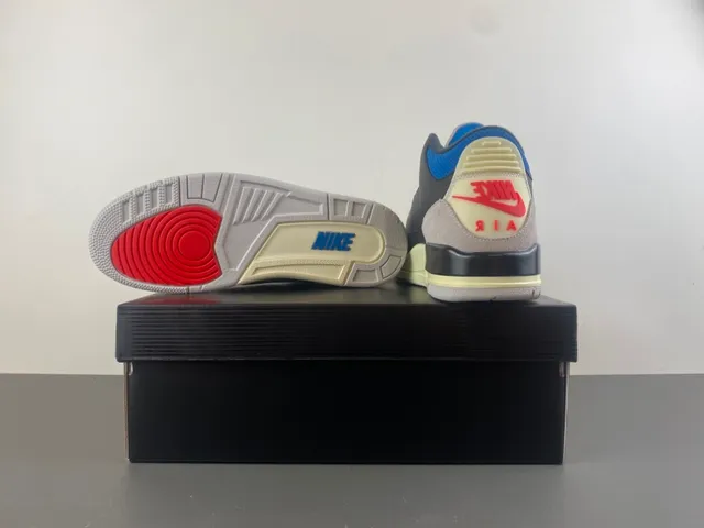 Air Jordan 3 أسود أزرق بيج أحذية كرة السلة 16