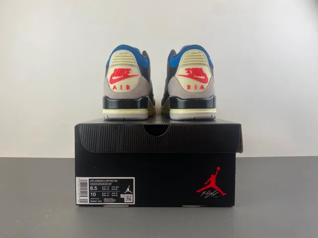 Air Jordan 3 أسود أزرق بيج أحذية كرة السلة 17