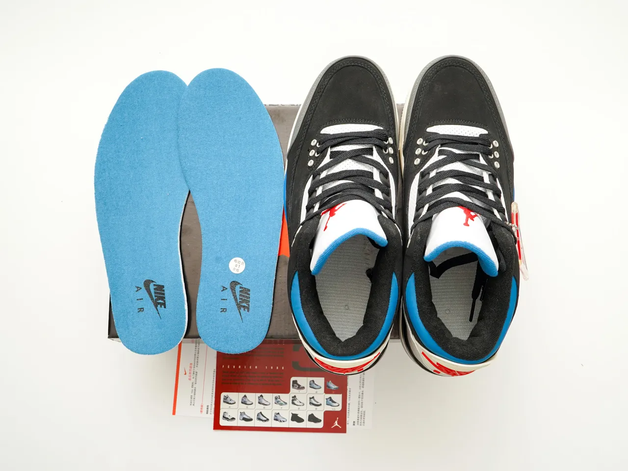 Air Jordan 3 Chaussures de Basketball Noir Bleu Rouge Inspirées du Ciment 3