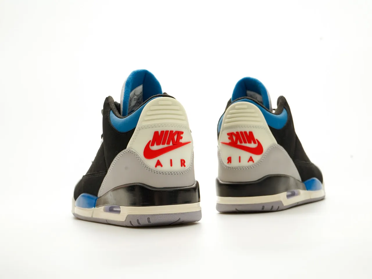 Air Jordan 3 Chaussures de Basketball Noir Bleu Rouge Inspirées du Ciment 7