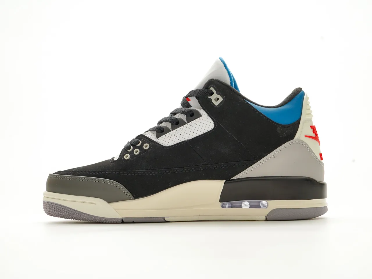 Air Jordan 3 Chaussures de Basketball Noir Bleu Rouge Inspirées du Ciment 9