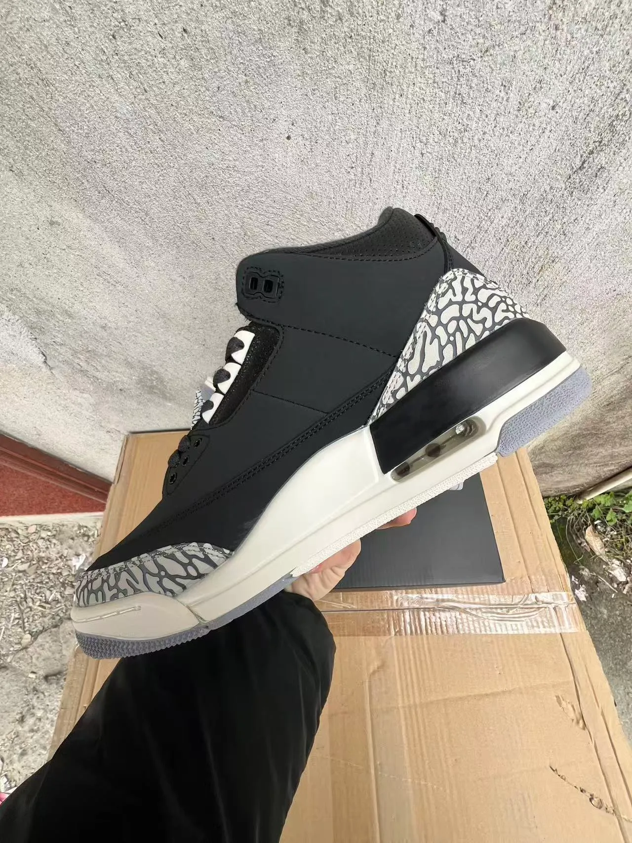 Zapatillas de baloncesto Air Jordan 3 con estampado de elefante negro 5