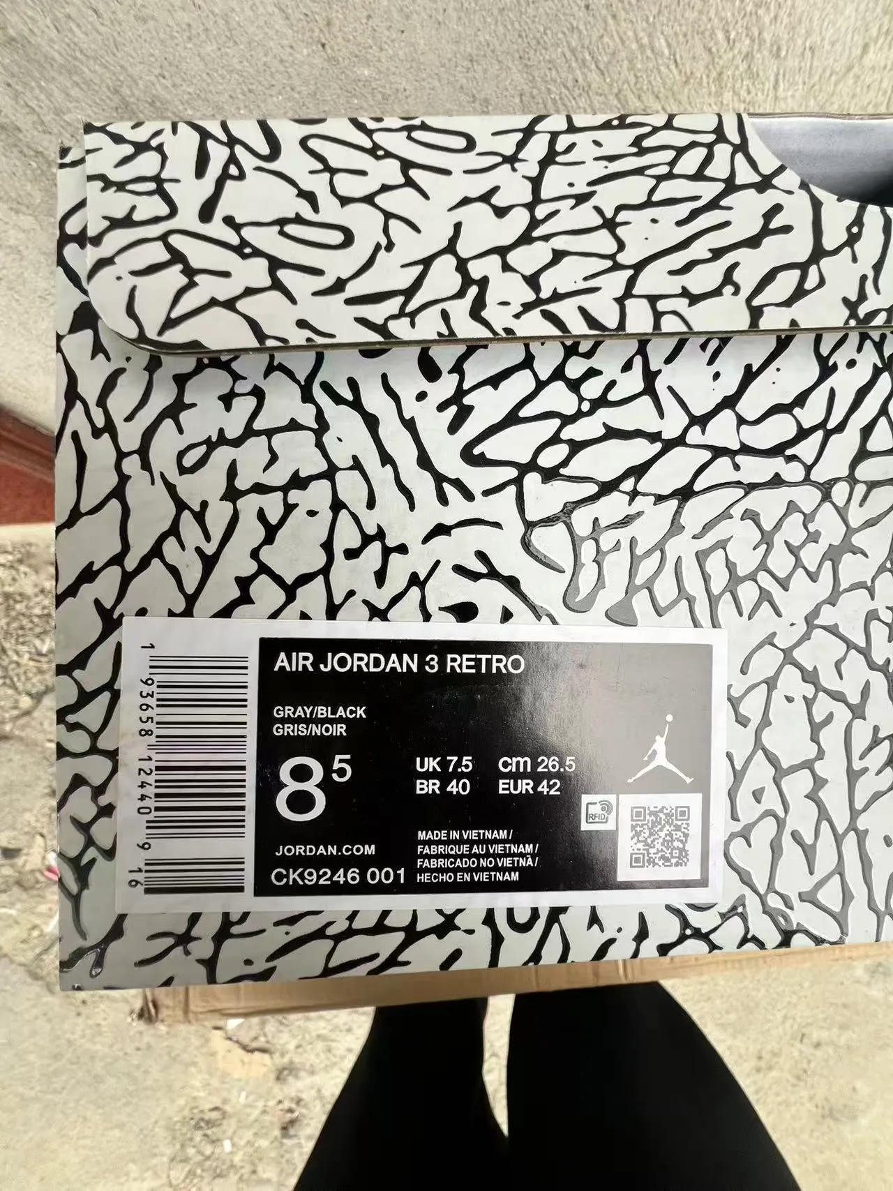 Zapatillas de baloncesto Air Jordan 3 con estampado de elefante negro 10