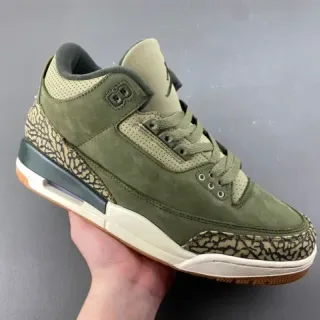 Air Jordan 3 أخضر زيتوني جلد أفيل سويدي طباعة الفيل حذاء كرة السلة