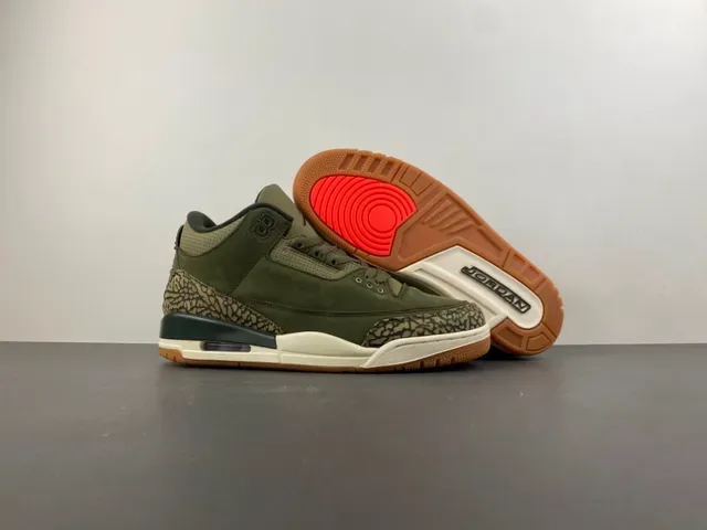 Air Jordan 3 橄榄绿麂皮大象纹篮球鞋 12