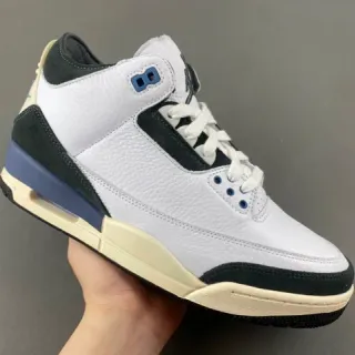 Tênis de basquete Air Jordan 3 branco preto azul