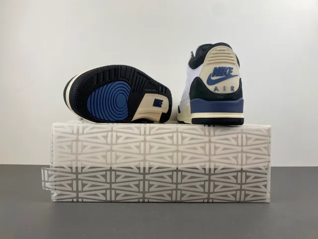Air Jordan 3 White Black Blue Basketball Shoes 16