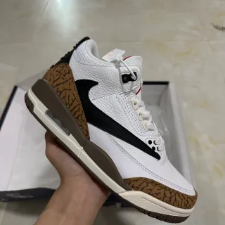 Air Jordan 3 Zapatos de Baloncesto Blanco Negro Marrón con Estampado de Elefante