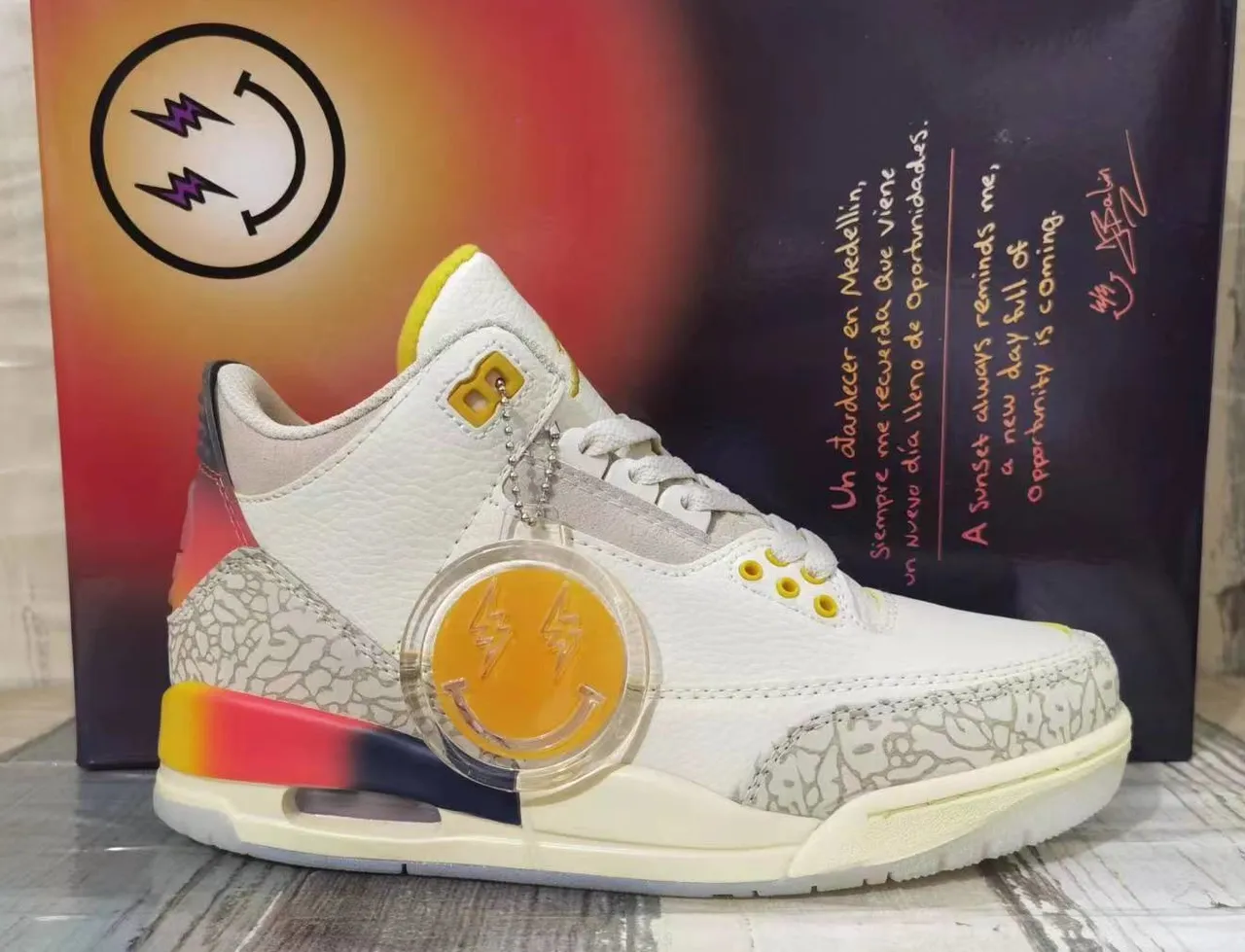 Air Jordan 3 সাদা ধূসর হাই-টপ এলিফ্যান্ট প্রিন্ট বাস্কেটবল জুতো 3