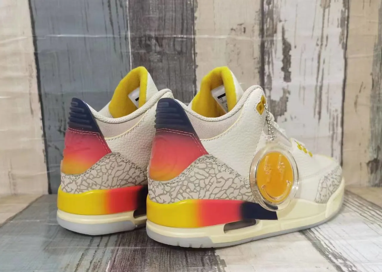 Air Jordan 3 সাদা ধূসর হাই-টপ এলিফ্যান্ট প্রিন্ট বাস্কেটবল জুতো 4