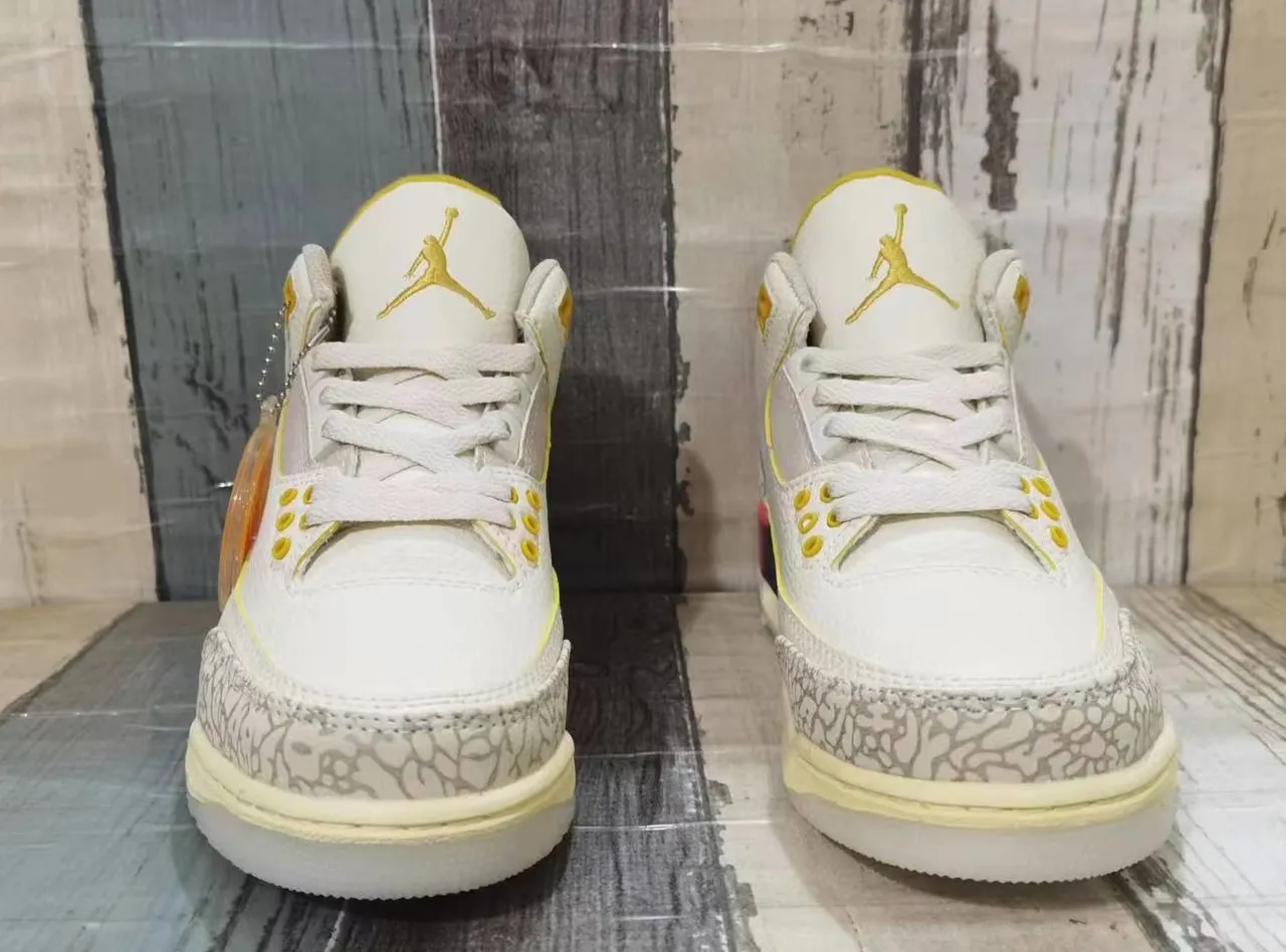 Air Jordan 3 সাদা ধূসর হাই-টপ এলিফ্যান্ট প্রিন্ট বাস্কেটবল জুতো 6