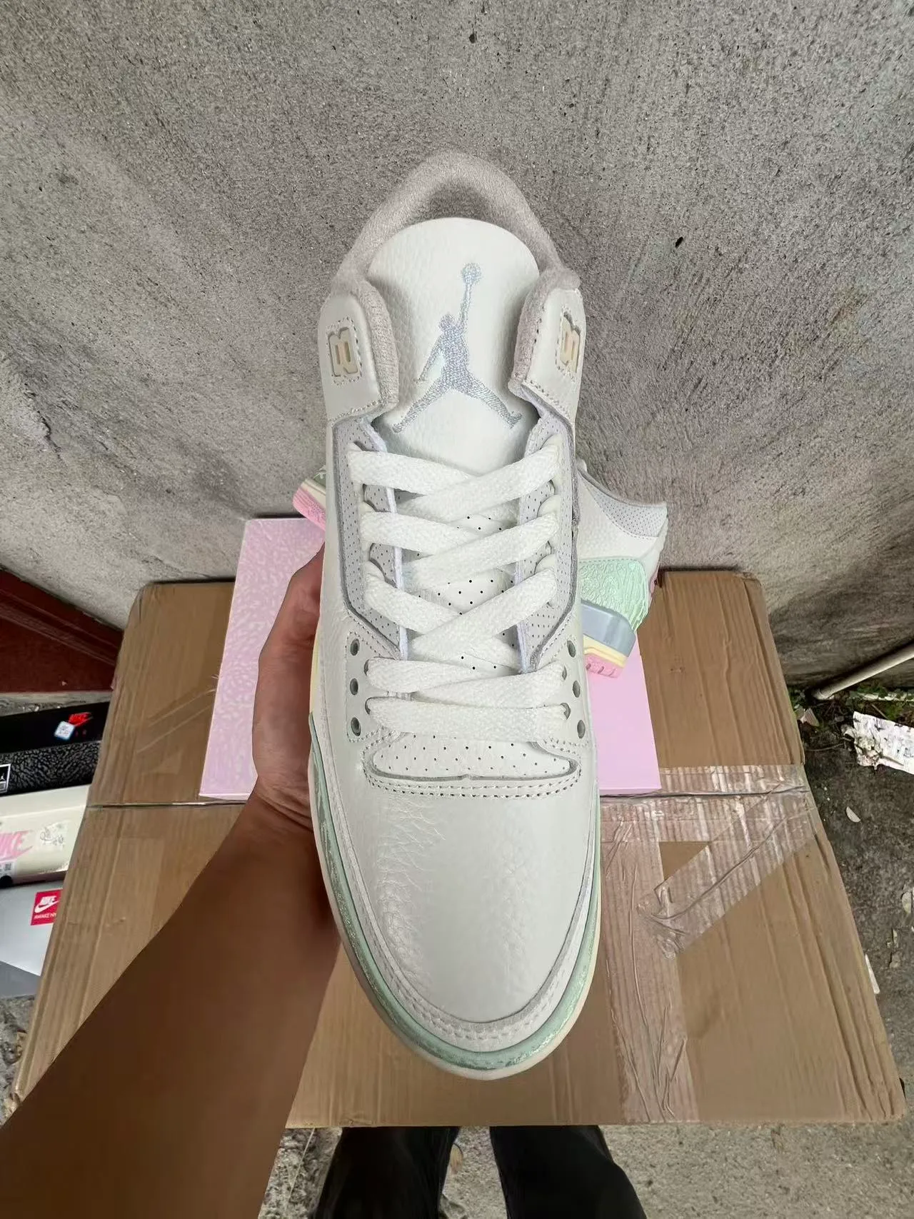 Chaussures de basketball Air Jordan 3 White Mint à imprimé éléphant 3