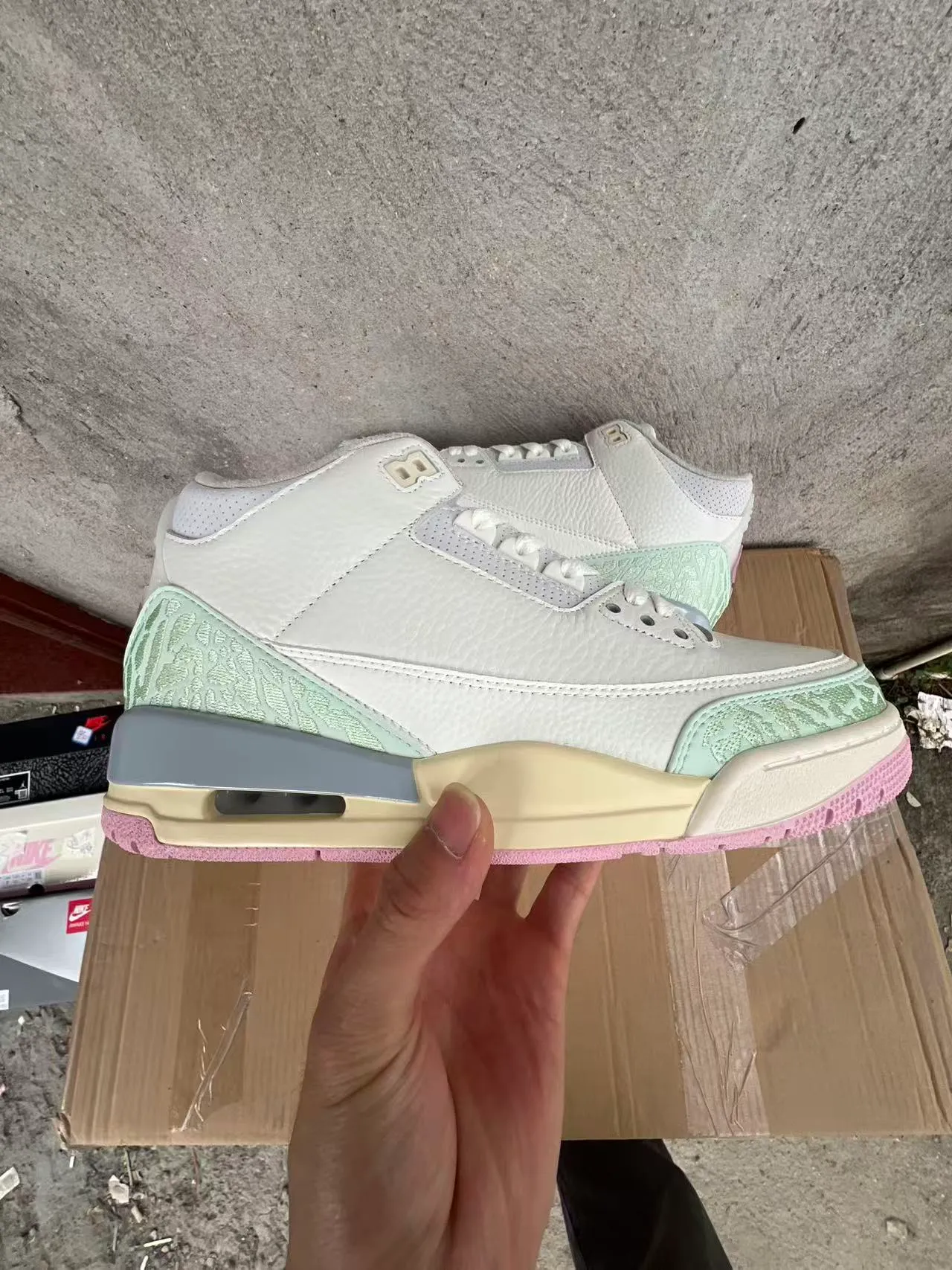 Chaussures de basketball Air Jordan 3 White Mint à imprimé éléphant 7