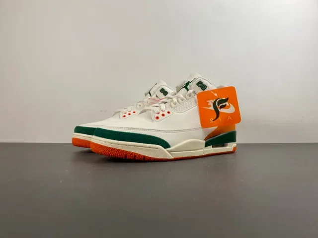 Air Jordan 3 Branco Laranja Verde Sapatos de Basquete 10
