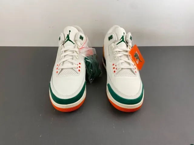 Air Jordan 3 Branco Laranja Verde Sapatos de Basquete 11