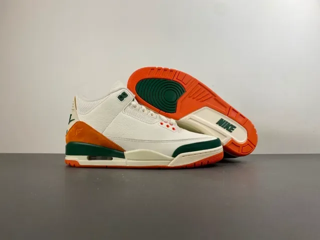 Air Jordan 3 Branco Laranja Verde Sapatos de Basquete 12