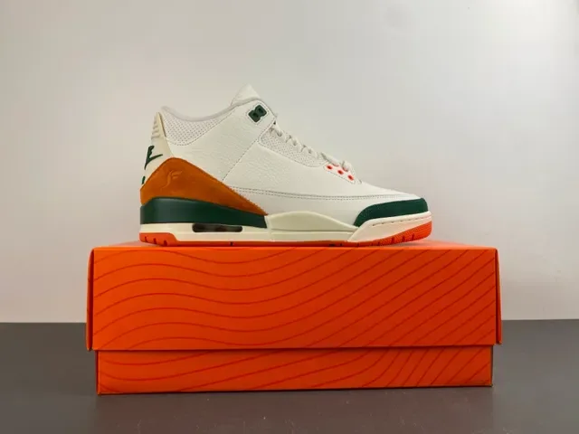 Air Jordan 3 Branco Laranja Verde Sapatos de Basquete 15