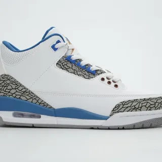 Tênis de basquete Air Jordan 3 branco e azul royal com estampa de elefante