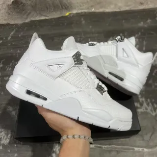 Air Jordan 4 ऑल-व्हाइट लेदर बास्केटबॉल जूते
