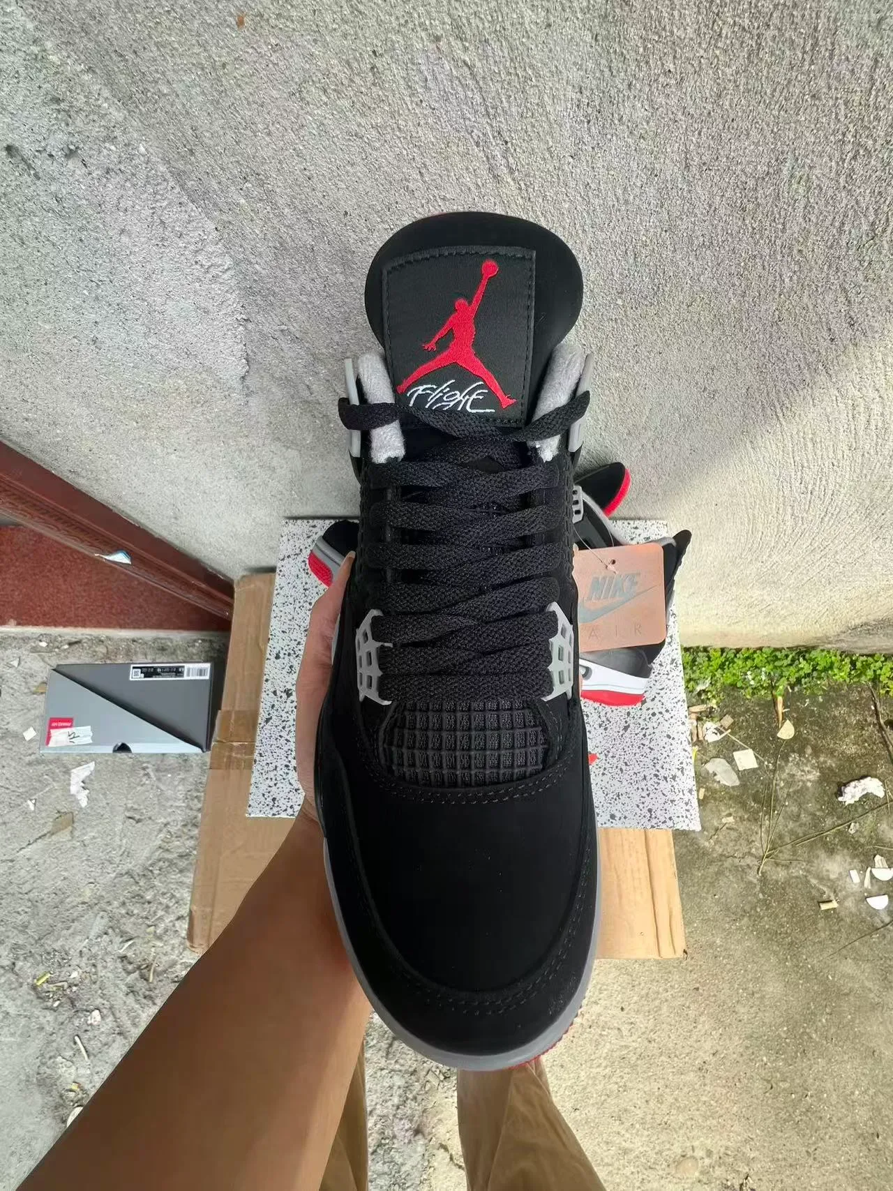 Air Jordan 4 أحذية كرة السلة أسود رمادي أسمنتي أحمر 3