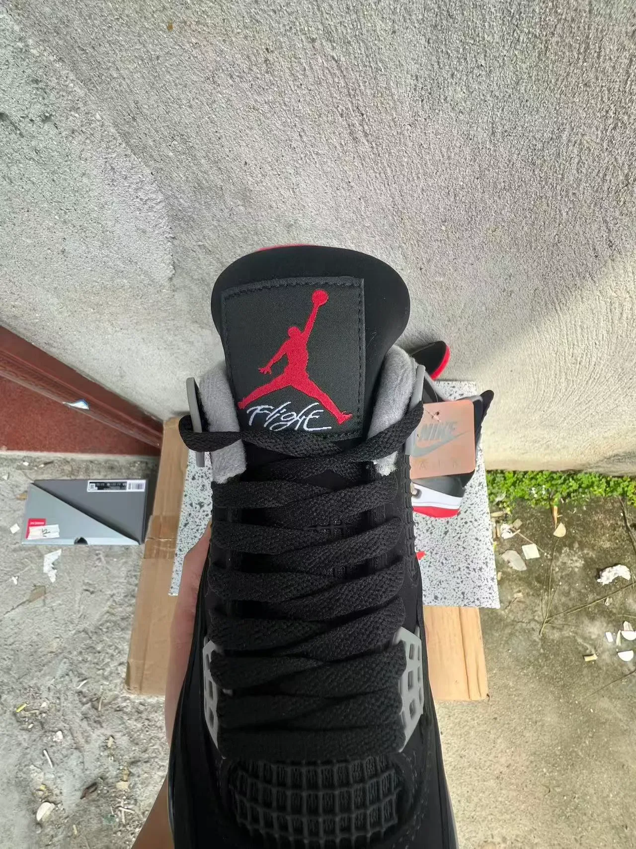 Air Jordan 4 أحذية كرة السلة أسود رمادي أسمنتي أحمر 4