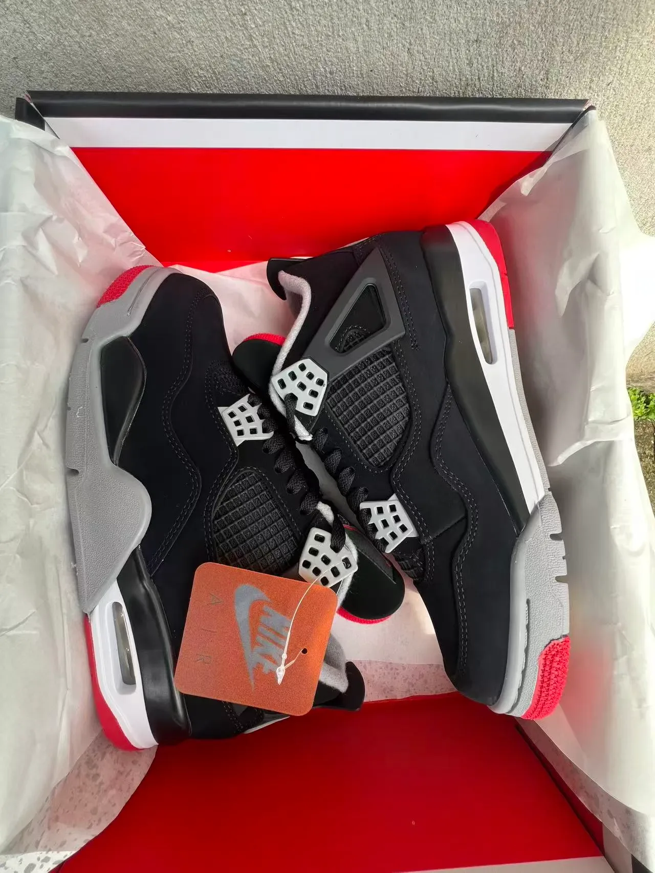 Air Jordan 4 أحذية كرة السلة أسود رمادي أسمنتي أحمر 9