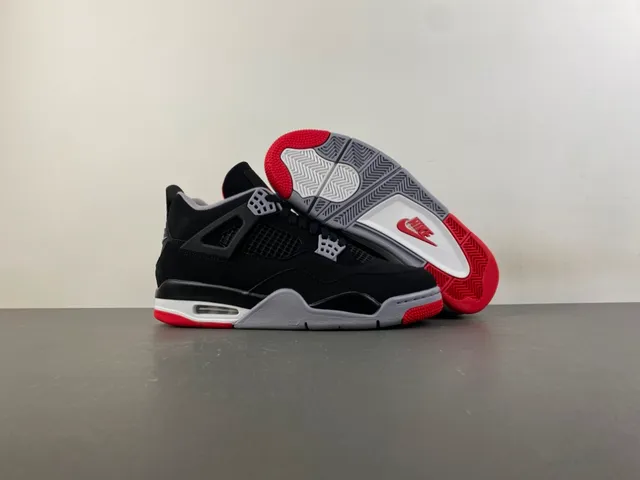 Air Jordan 4 Black Cement Red Basketball Shoes 12