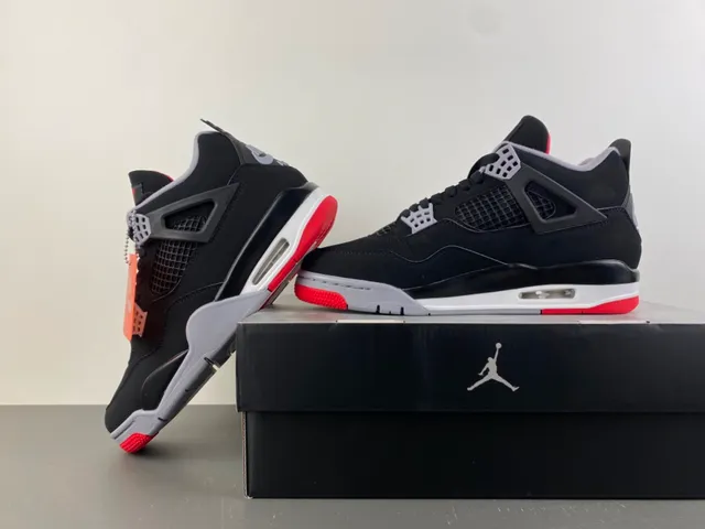 Air Jordan 4 Black Cement Red Basketball Shoes 14
