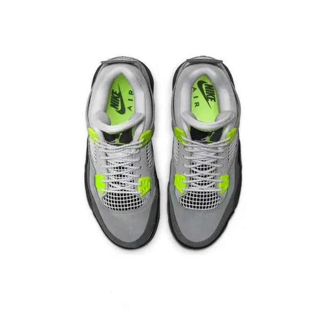 Zapatillas de baloncesto Air Jordan 4 gris y verde neón 3
