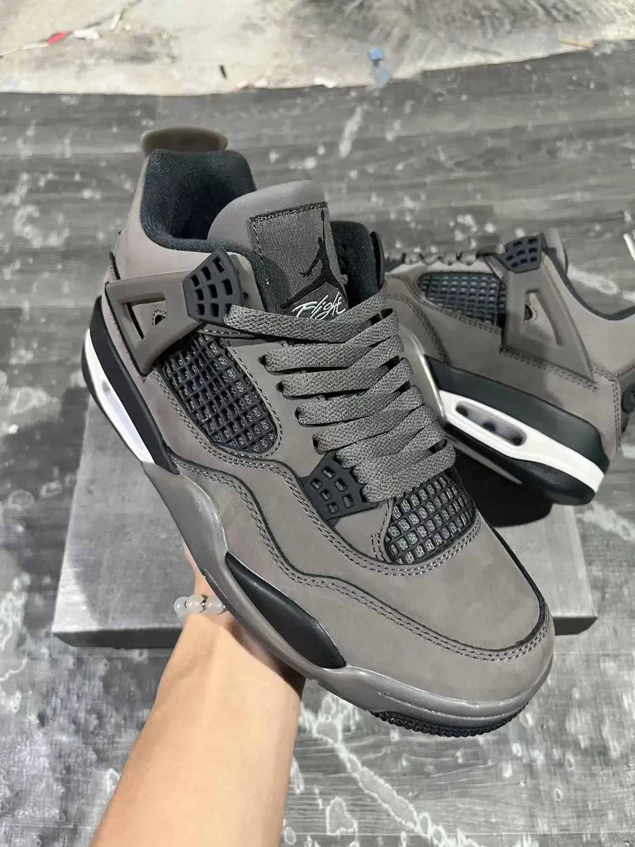 Air Jordan 4 Gris Negro Blanco Zapatos de Baloncesto 2
