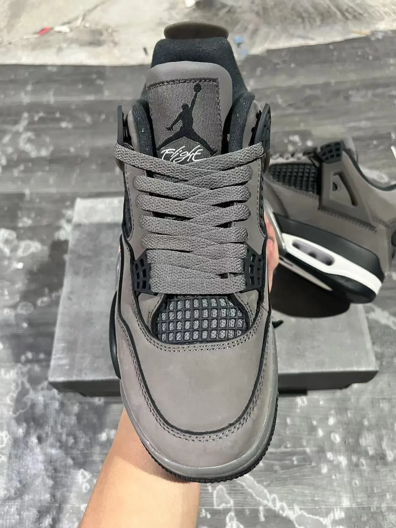 Air Jordan 4 Gris Negro Blanco Zapatos de Baloncesto 3