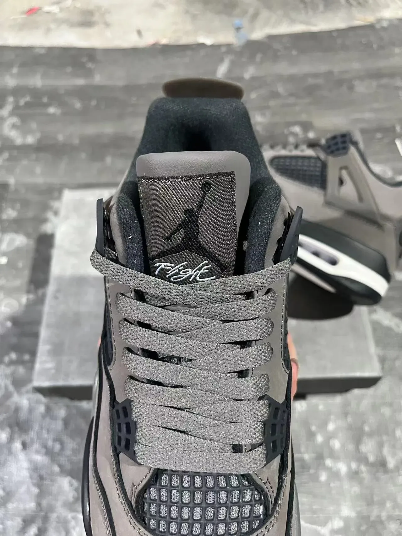 Air Jordan 4 Gris Negro Blanco Zapatos de Baloncesto 4