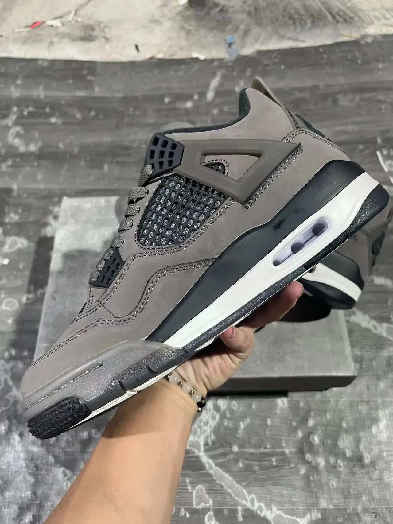 Air Jordan 4 Gris Negro Blanco Zapatos de Baloncesto 5