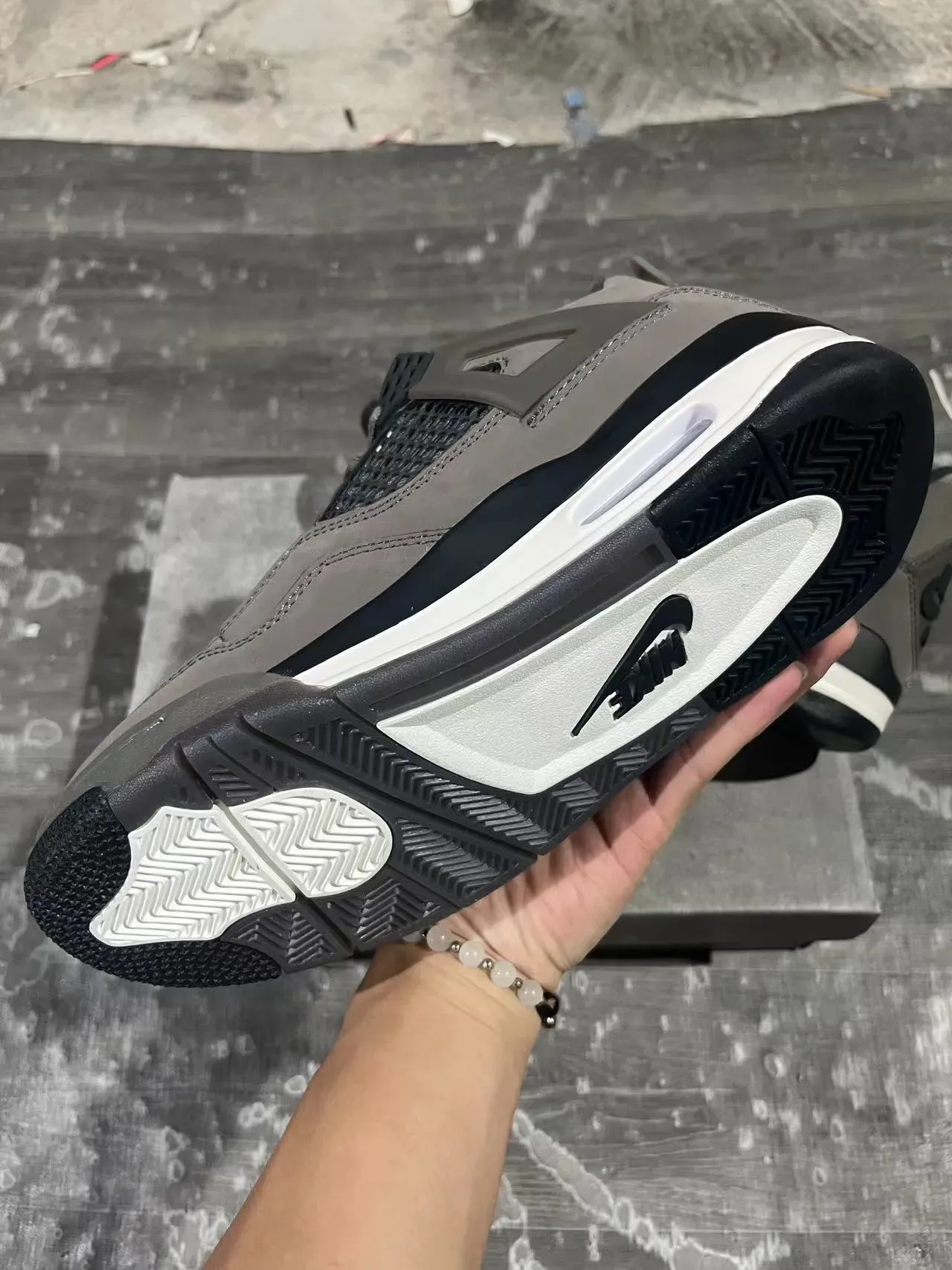 Air Jordan 4 Gris Negro Blanco Zapatos de Baloncesto 6