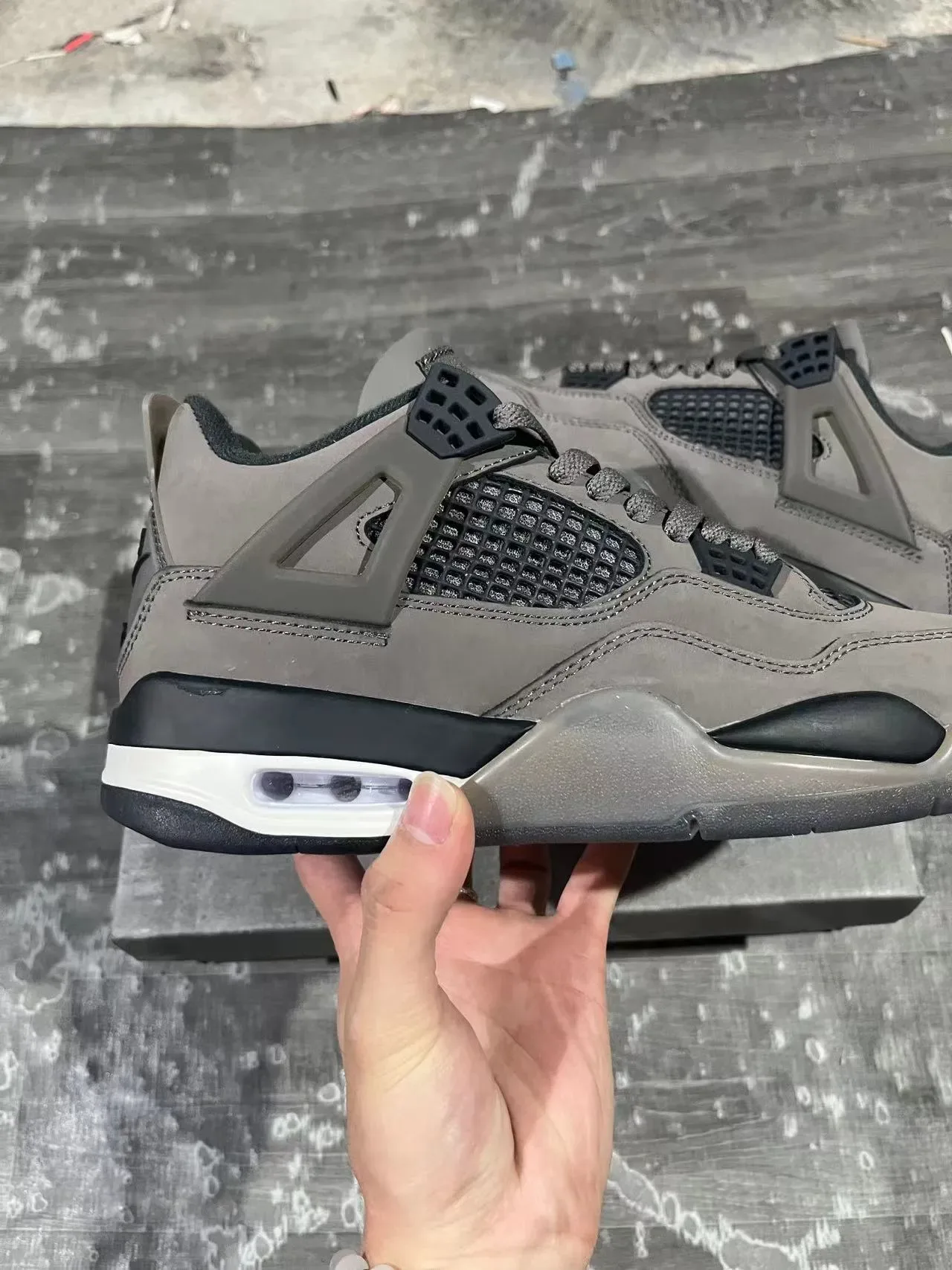 Air Jordan 4 Gris Negro Blanco Zapatos de Baloncesto 7