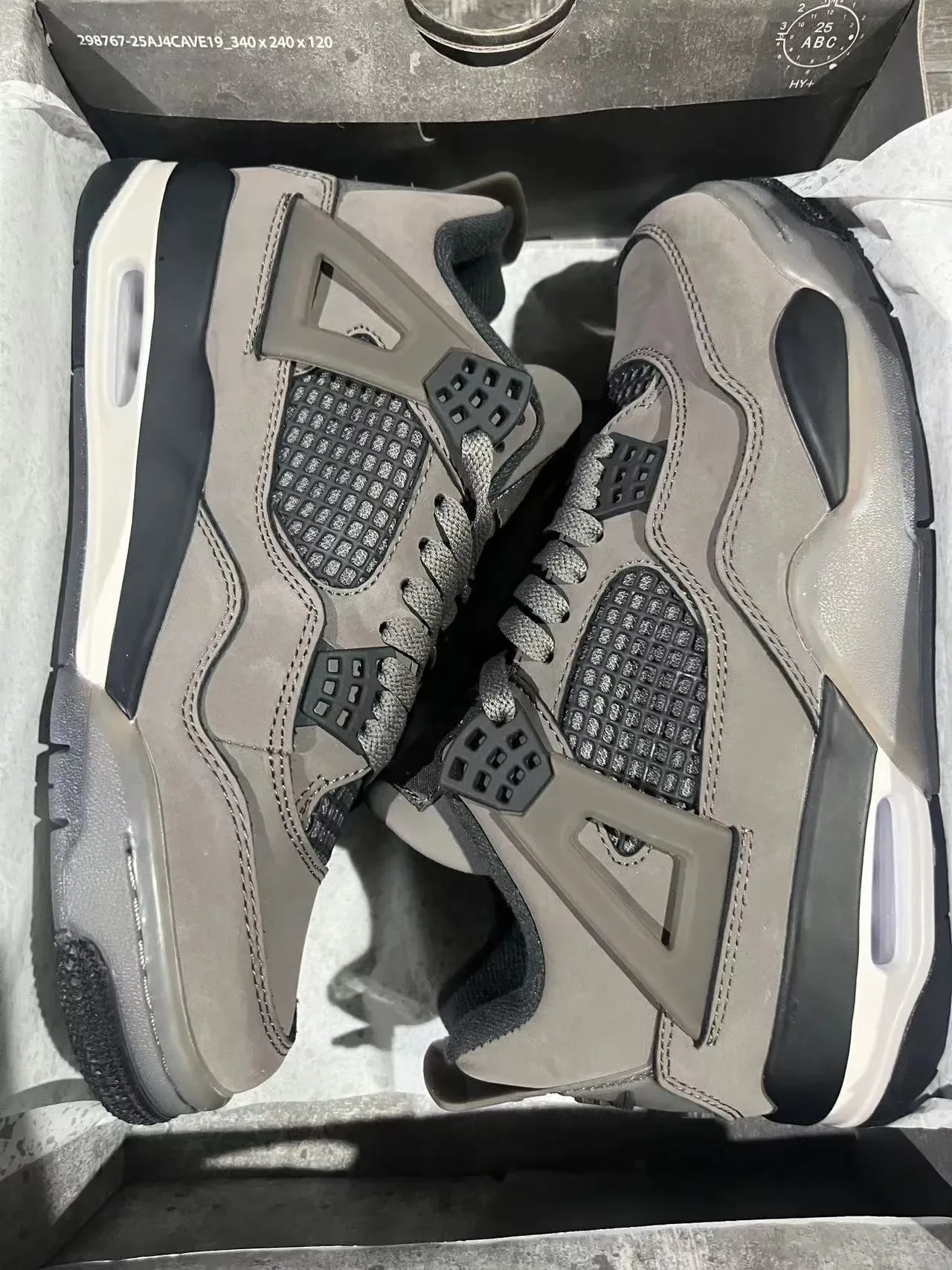 Air Jordan 4 Gris Negro Blanco Zapatos de Baloncesto 9